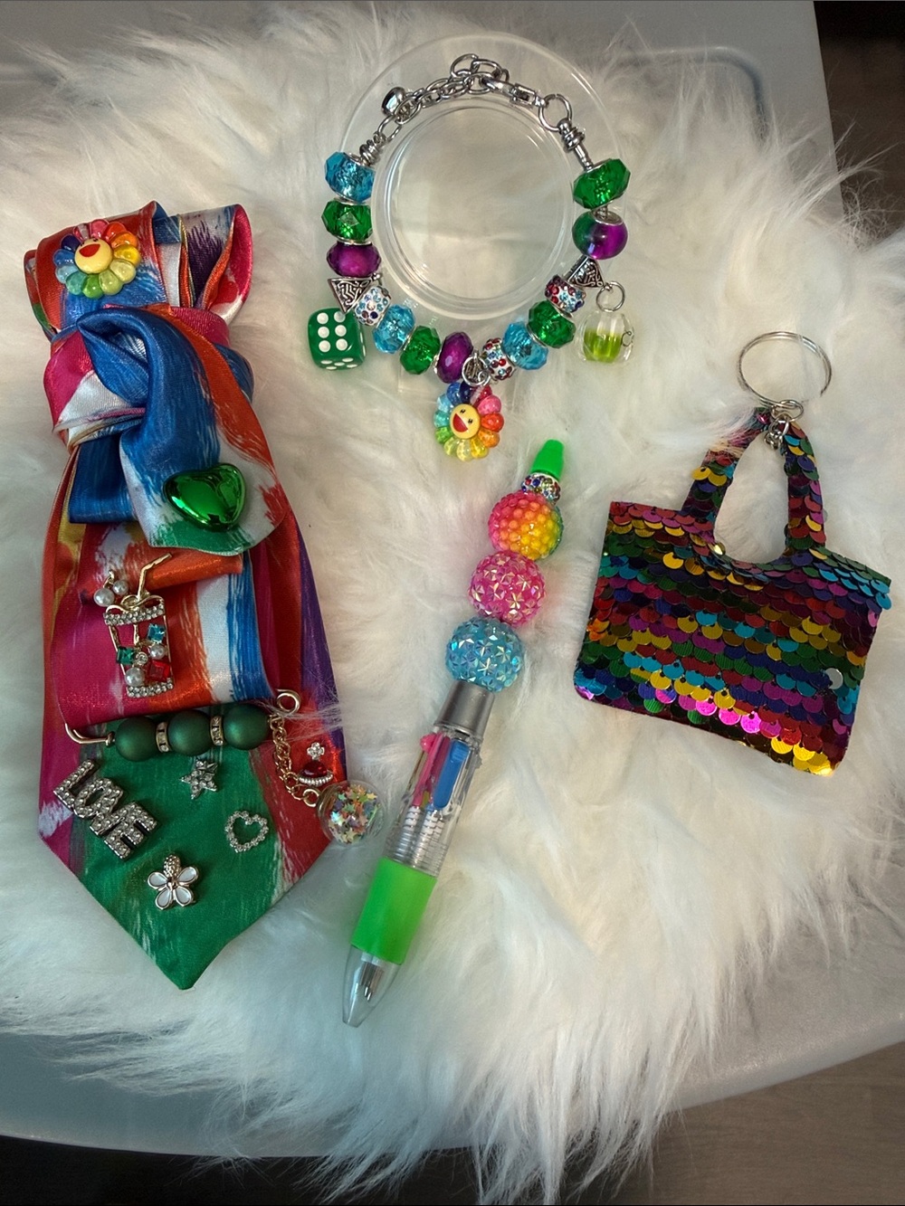 Junk Ties Multicolor Sequin Keychain Purse - Brand